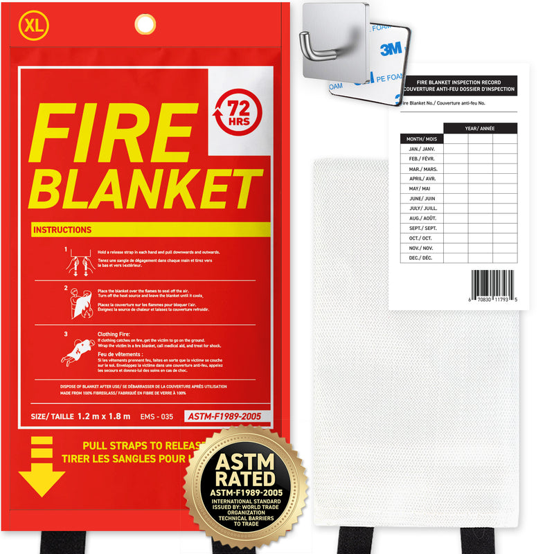 72HRS Fire Blanket, XL, 1.2 m x 1.8 m - Meets ASTM-F1989-2005 Standards