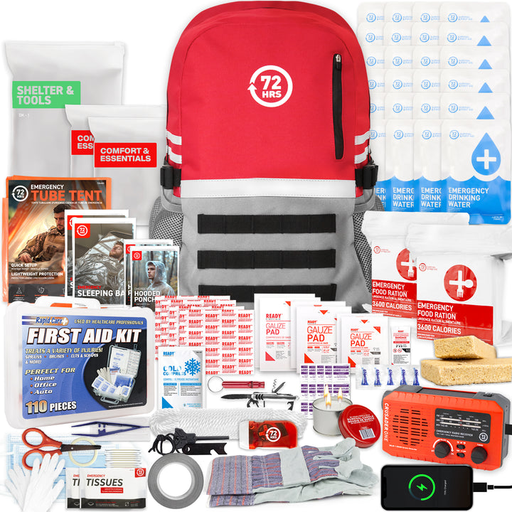 72 HRS Deluxe Emergency Survival Kit Heavy Duty 72 Hour Bag Survival Kit for Earthquake Hurricane Tsunami Winter Blackout