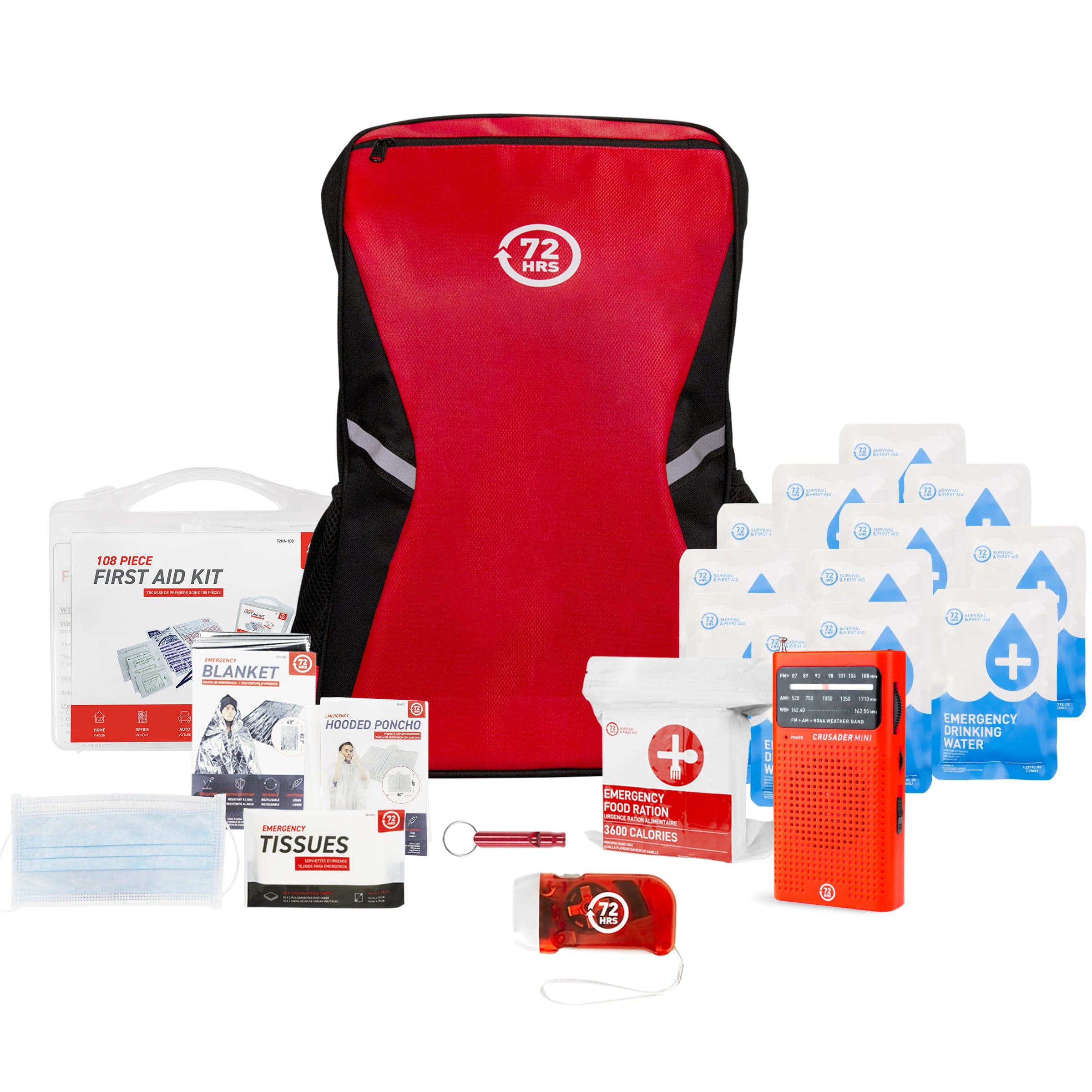1 Person 72HRS Essential Backpack - Emergency Survival Kit (Red ...