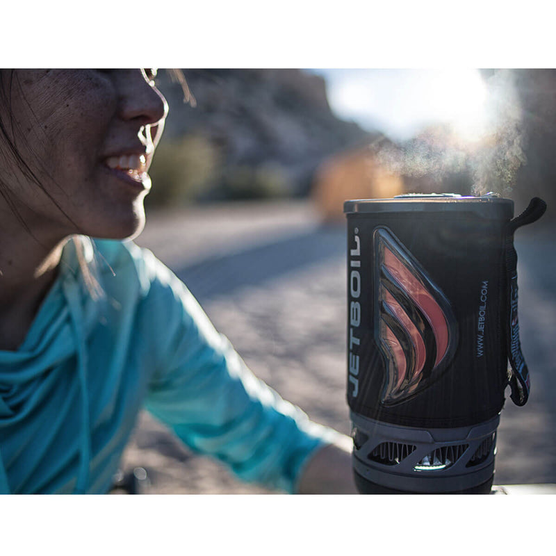 Jetboil Flash Carbon Cooking with women in the background