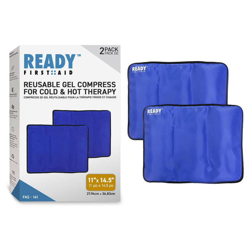 Ready First Aid Reusable Gel Cold & Hot Pack - 11" x 14.5", Pack of 2