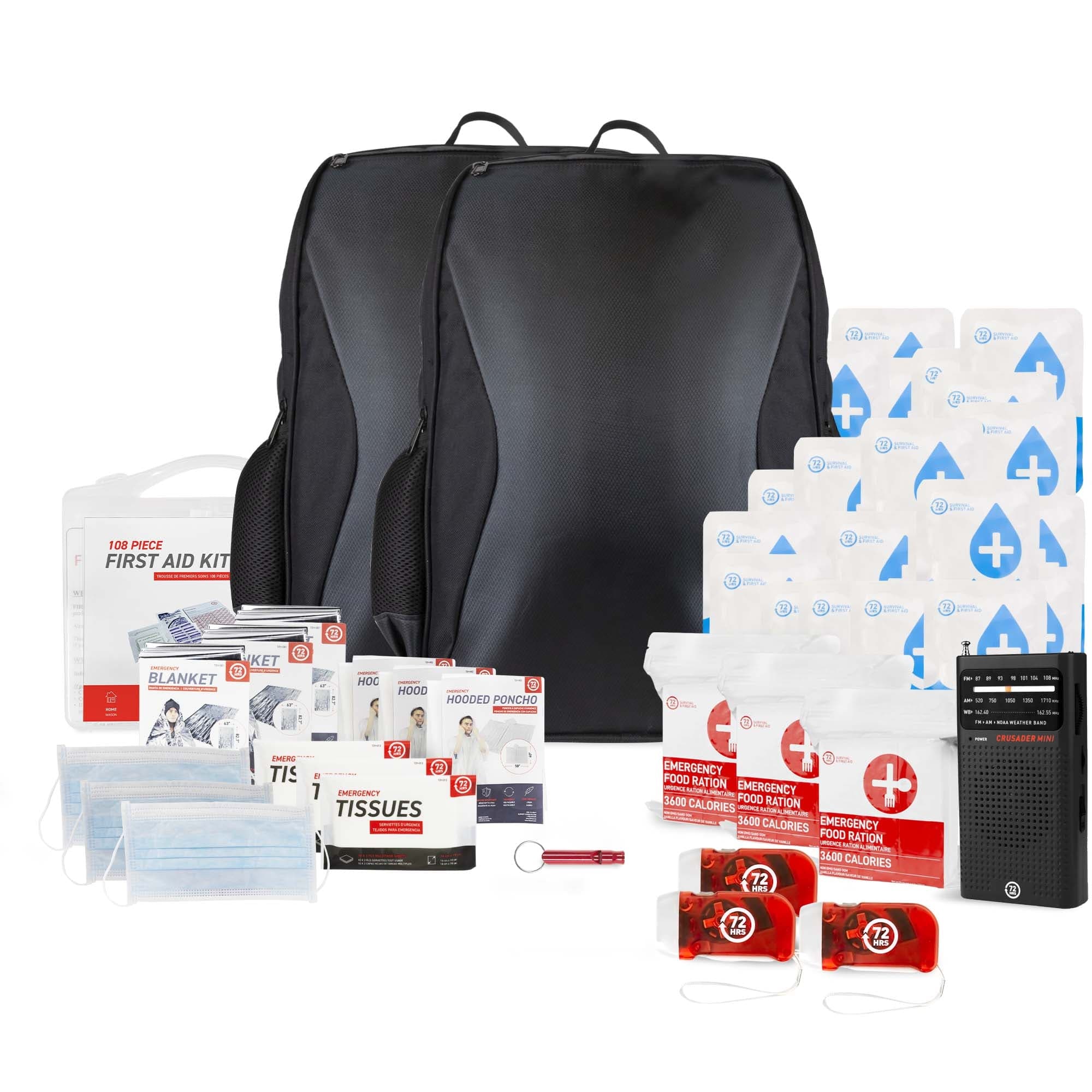 3 Person 72HRS Essential Backpack - Emergency Survival Kit (Black ...