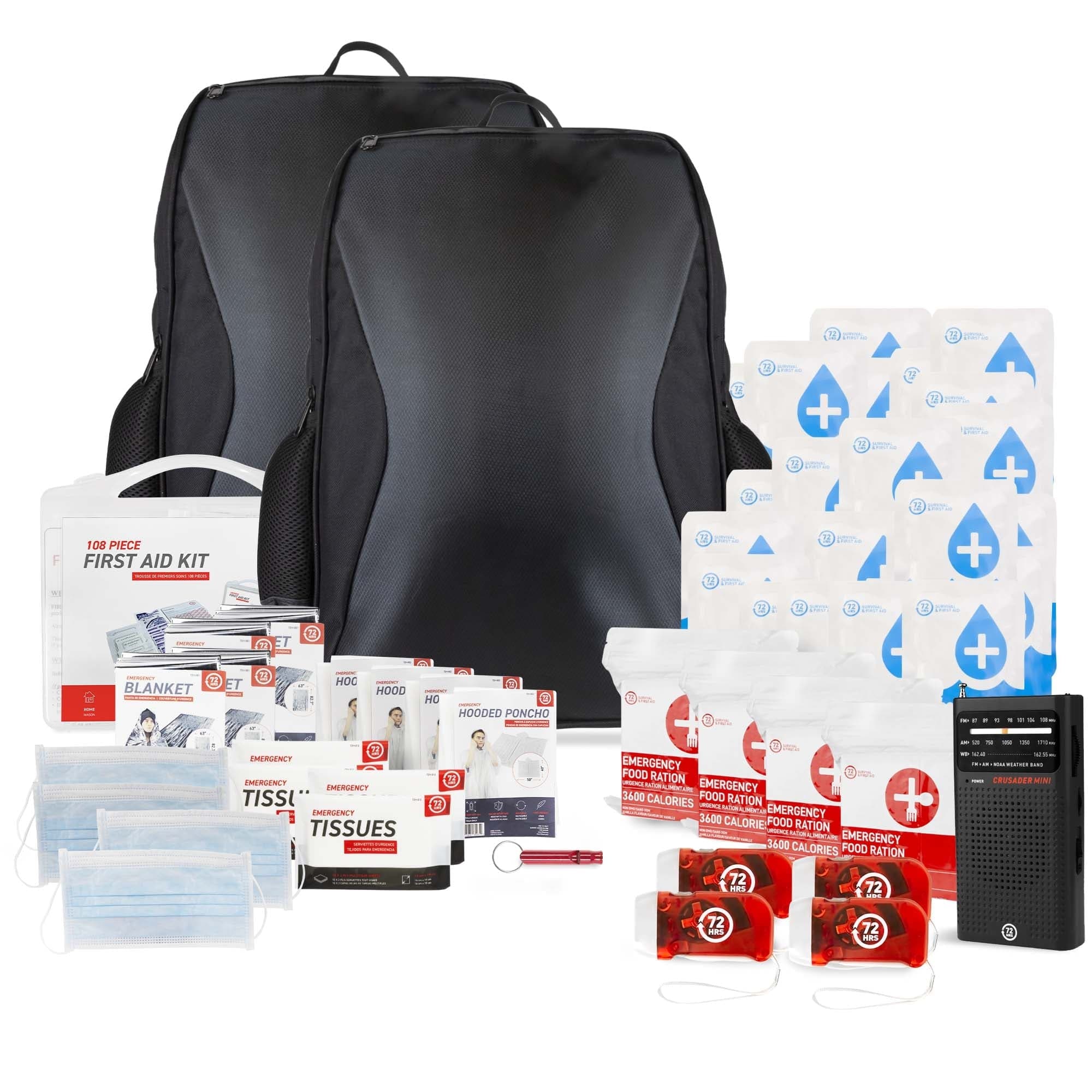 4 Person 72HRS Essential Backpack - Emergency Survival Kit (Black ...