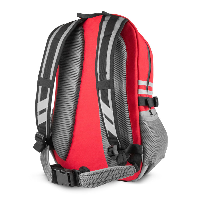 72HRS Red Deluxe Backpack back of backpack