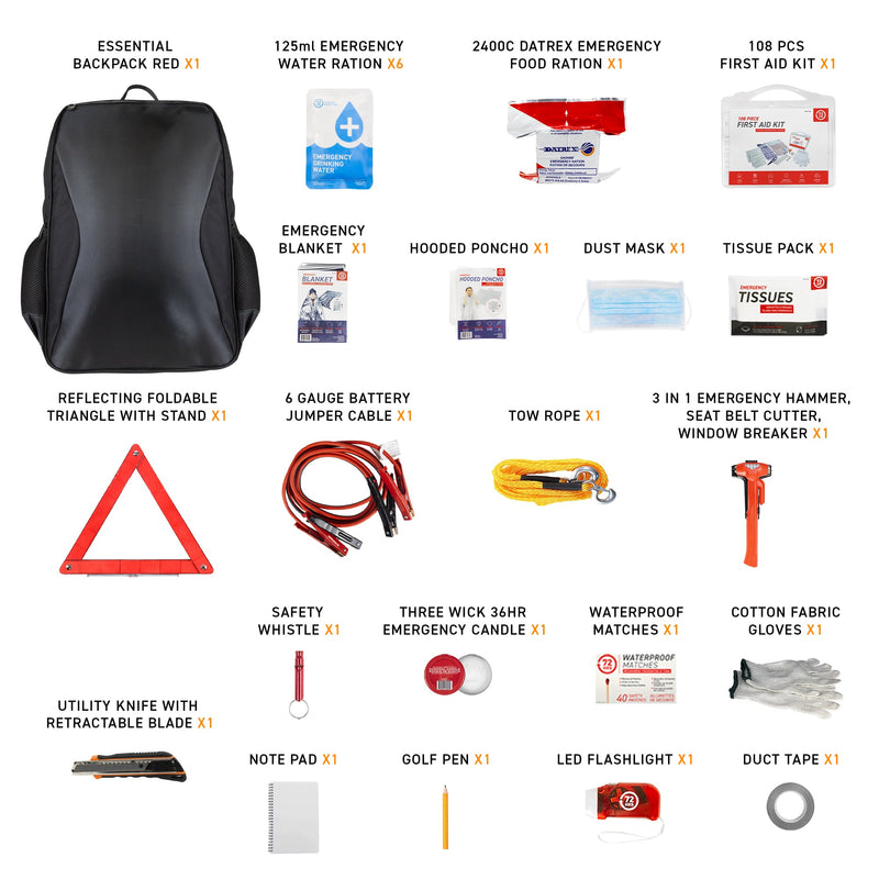 72HRS Essential Backpack Car Kit - Black