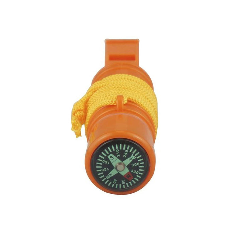 5-IN-1 Orange Survival Whistle with Lanyard top view