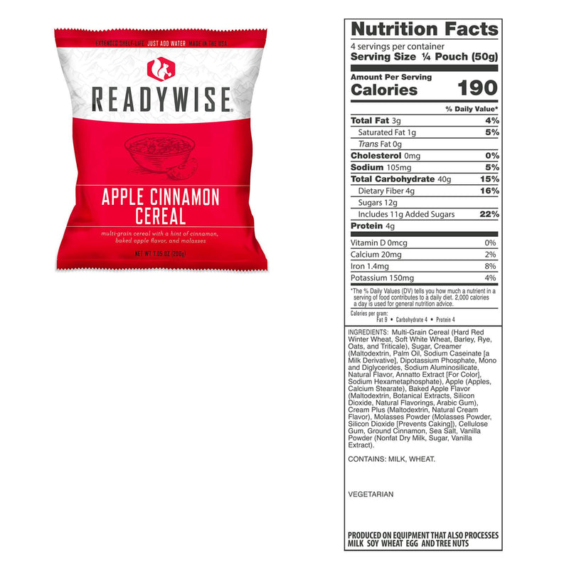 apple cinnamon cereal nutritionals