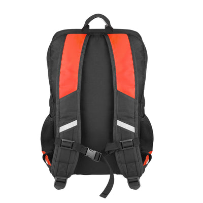 red essential backpack back