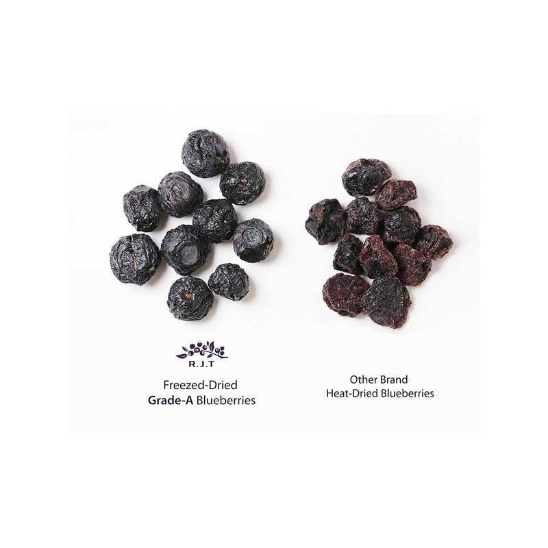 Freeze Dried Blueberries comparison between R.J.T and other brands