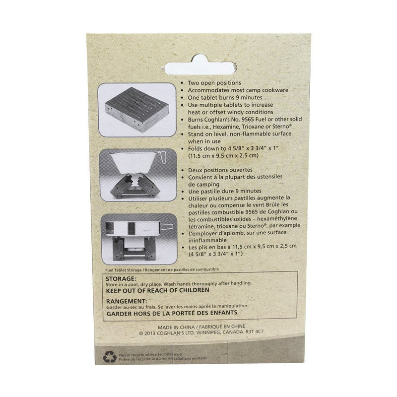 Folding Stove w/24 Fuel Tablets back packaging