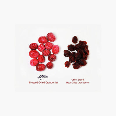 Freeze Dried Cranberries comparison between R.J.T and other brands