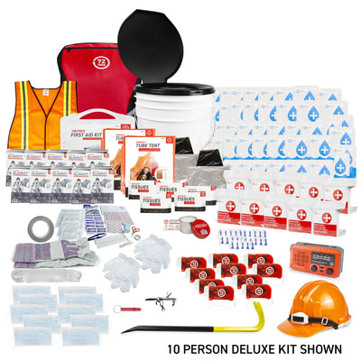 10 Person Deluxe Group Kit items laid out with text