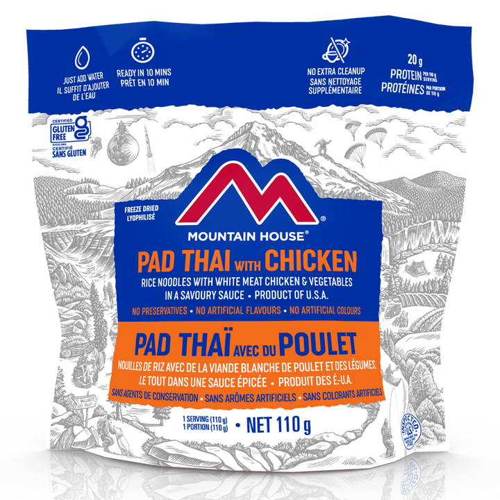 Mountain House Pad Thai with Chicken Pouch.