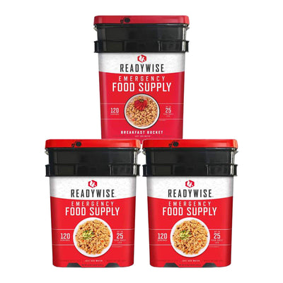 ReadyWise 360 servings package with 1 breakfast and 2 entree buckets