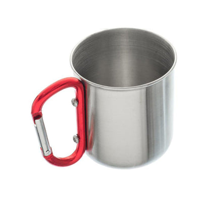 Stainless Steel Mug with Red 3" Carabiner Handle (300ml)