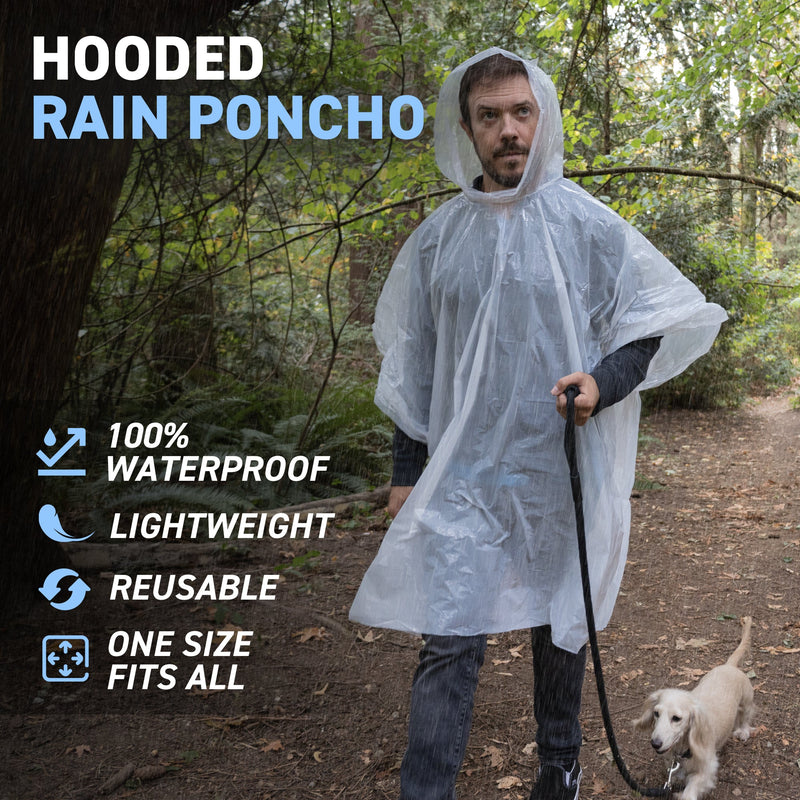 72HRS Disposable Hooded Rain Poncho Features
