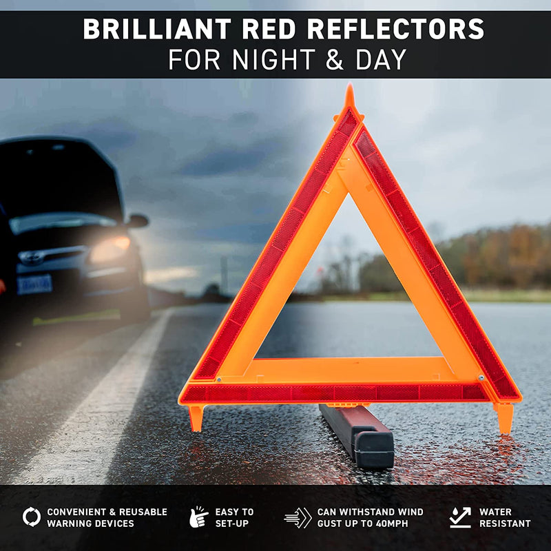 Automotive triangle with brilliant red reflectors