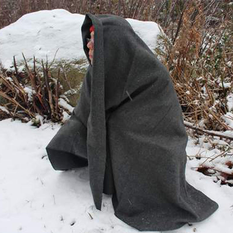 man wrapped in Wool Blanket (Gray Colour) (80% Wool)